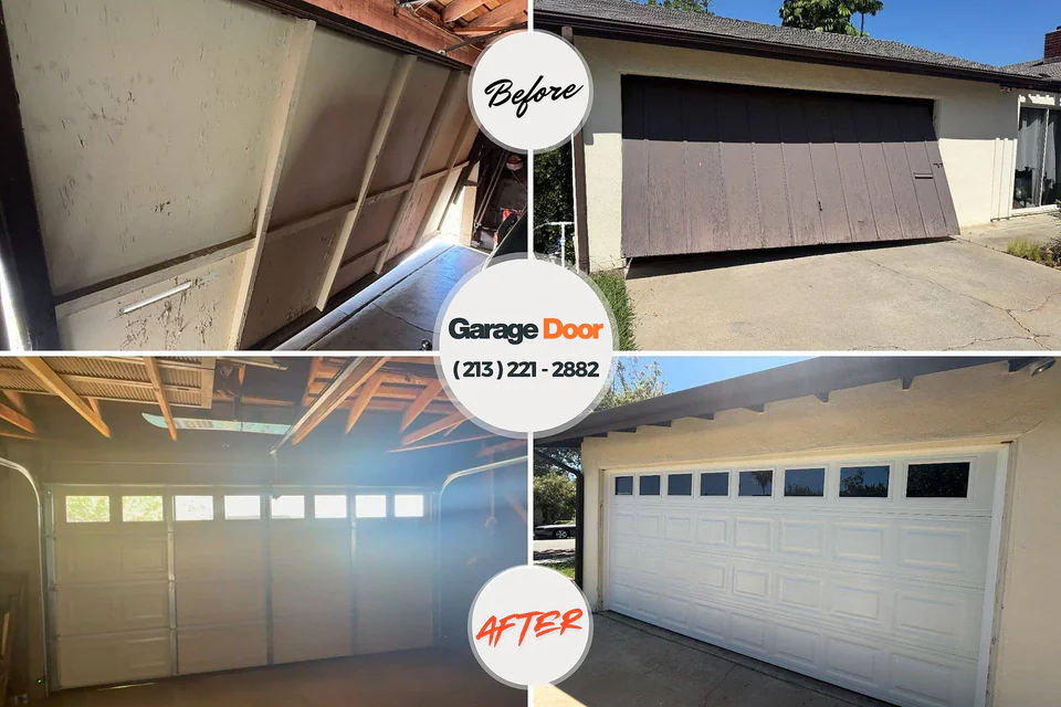 Before and after: garage door repair Blue Lake, CA